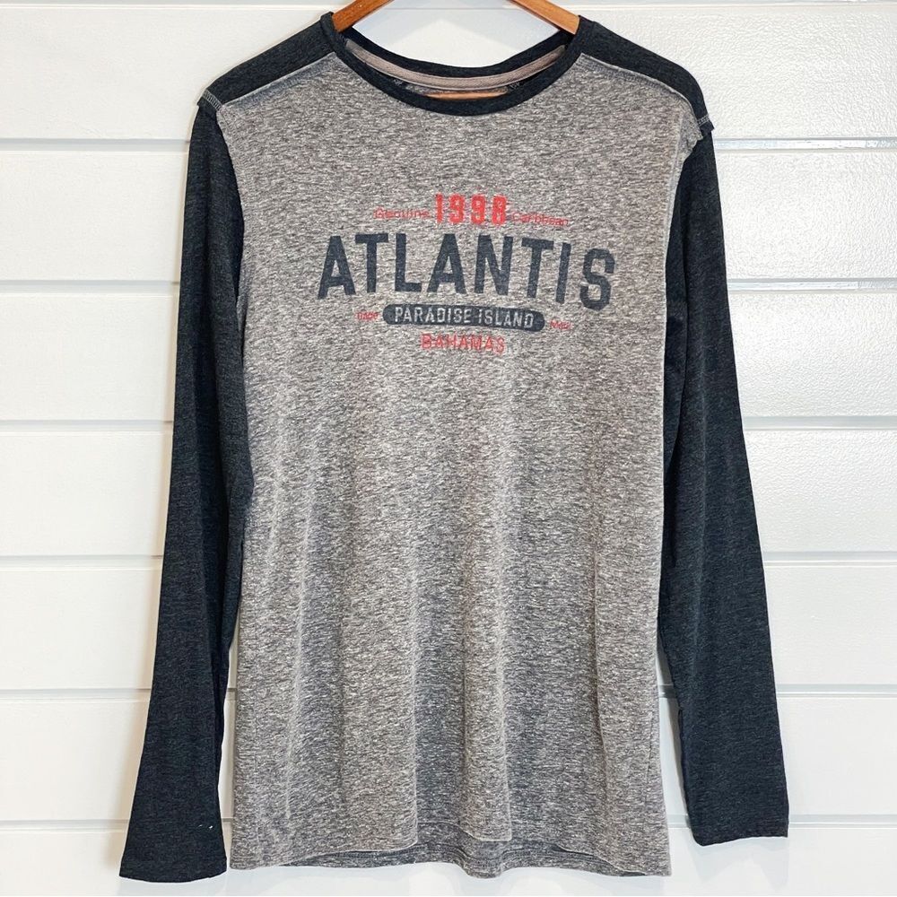 Atlantis Paradise Island Camp David Long Sleeve Raglan Baseball Tee Shirt Medium